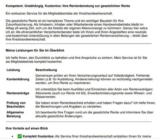 Klick auf diesen Text um die PDF Datei zu öffnen. Rentenberatung durch die SIGNAL IDUNA - dem Partner für das Handwerk  in der Kreishandwerkerschaft